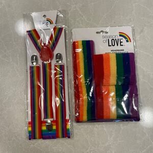 Rainbow pride suspenders & headband wristband set New season of love festival